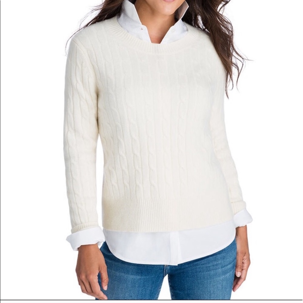 Vineyard Vines White Cable-knit Sweater